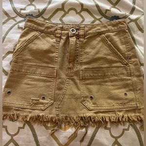 Free people Tan Denim Mini Skirt